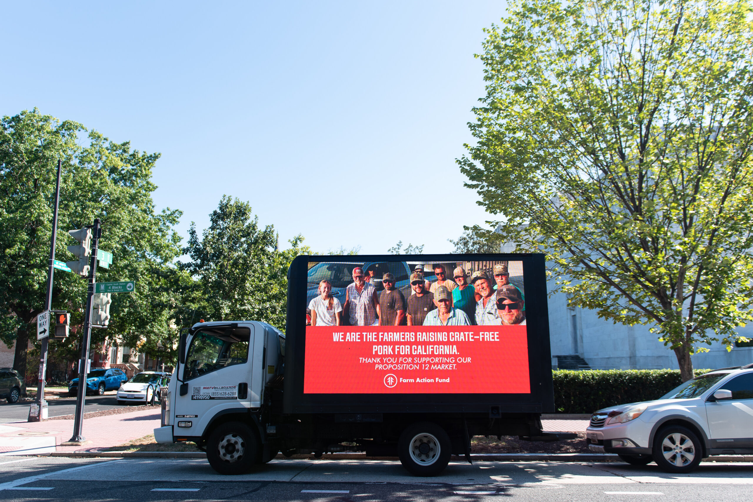Seen rolling past the Capitol: A mobile billboard circles Congress.